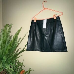 Classic dark hunter green Leather Skirt